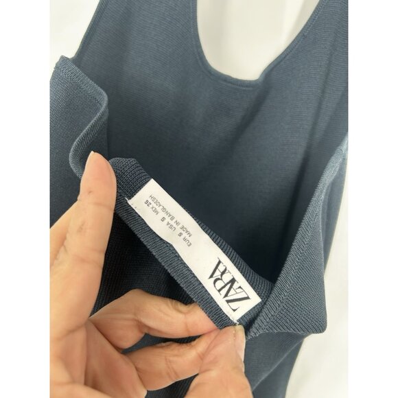 Zara Dress Womens Small Blue Halter Neck Sleeveless Knit Viscose Blend - Picture 3 of 5